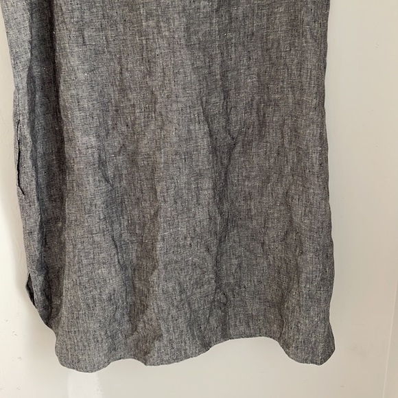 Saks Fifth Avenue Midi Shirt Dress Women’s Sz XL 100% Linen Sleeveless Pockets - Picture 10 of 12